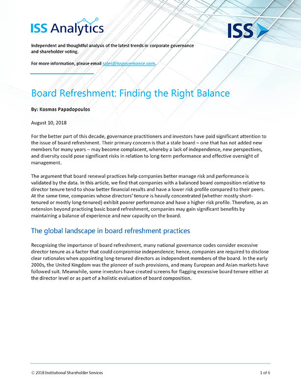 Board Refreshment: Finding the Right Balance