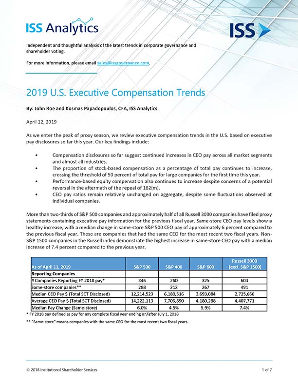 2019 U.S. Executive Compensation Trends