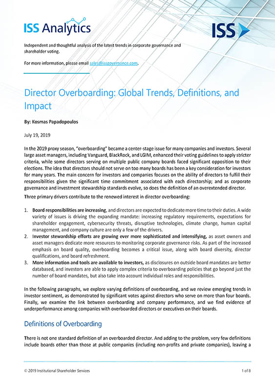 Director Overboarding – Global Trends, Definitions, and Impact