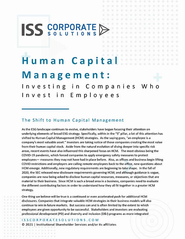 Human Capital Management: Investing in Companies Who Invest in Employees
