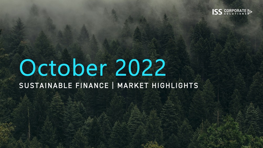 Banner for October 2022 Sustainable Finance Market Highlights